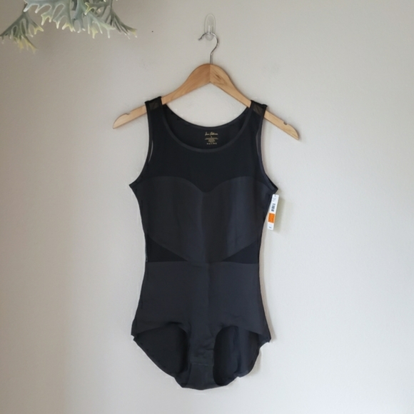 NWT Sam Edelman | Scoop Neck Heart Shape Bodice Sheer Mesh Sleeveless Bodysuit - Picture 4 of 11
